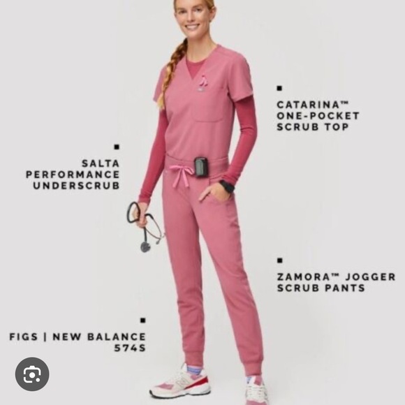 Figs Zamora Jogger Scrub Pants Quartz Medium Tall Breast Cancer Limited Edition - Picture 2 of 13